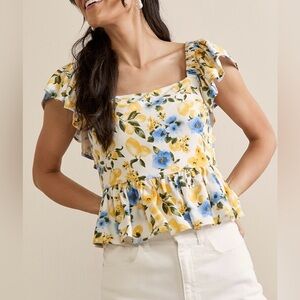 Francesca's Dora Lemon Print Blouse